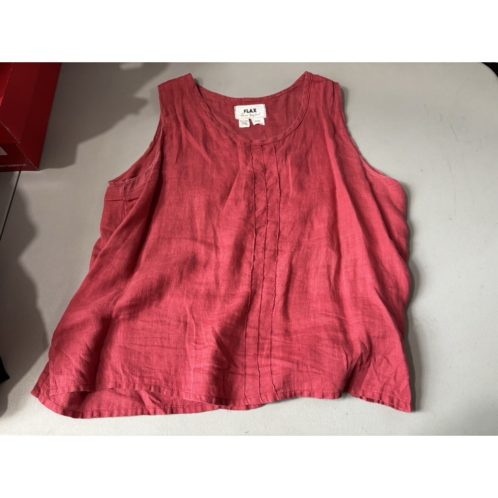FLAX Linen 2-piece M Collared Corozo Buttons Solid Red Long Sleeve - Picture 11 of 11